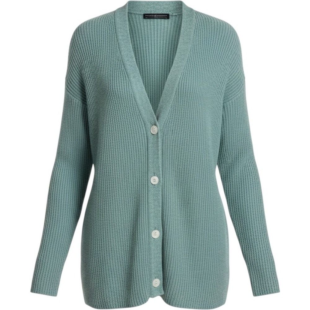 Peruvian Connection Cardigan Women Large Blue Alpaca Pima Cotton Ribbed Boho